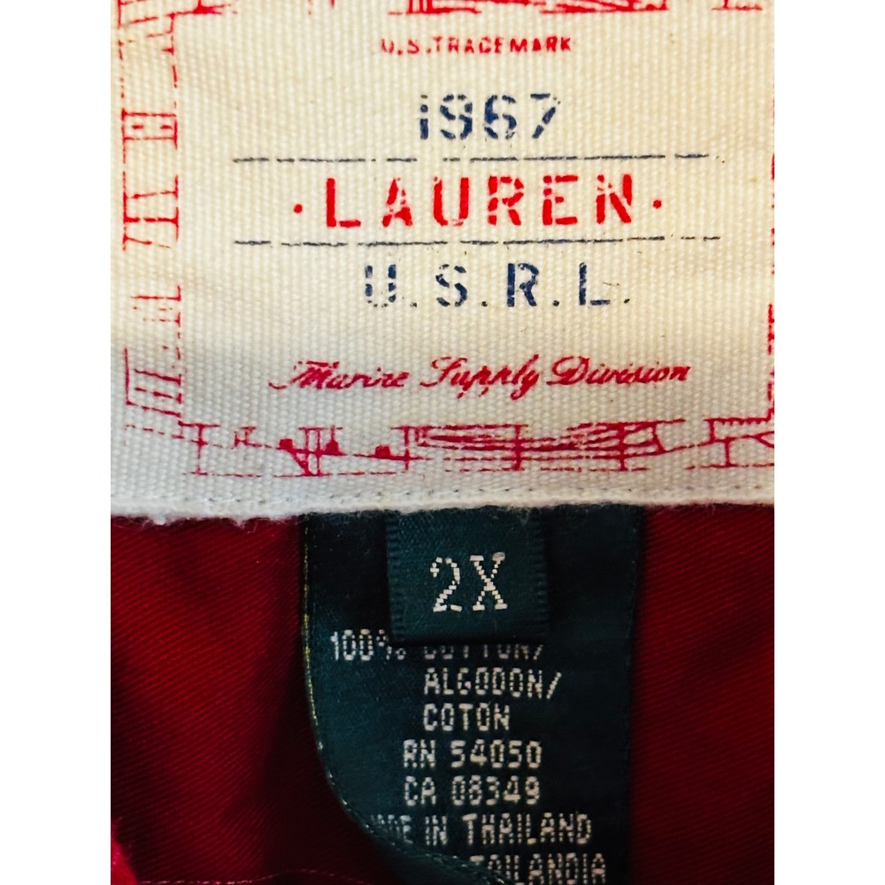 Lauren Ralph Lauren Red Nautical Blueprint Sailboat Button Down Shirt 2X LRL - Picture 4 of 8